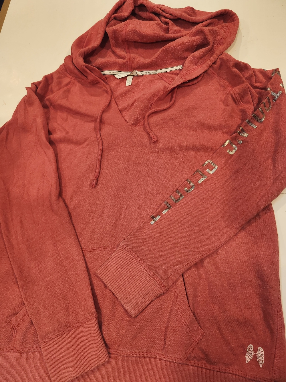 Victoria's Secret Y2K Red Hoodie Women’s S Pullover Angels Wings Detail